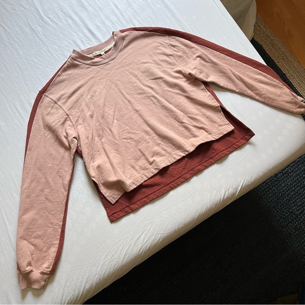 Whimsy + Row‎ pink maroon red colorblock long sleeve pullover sweater